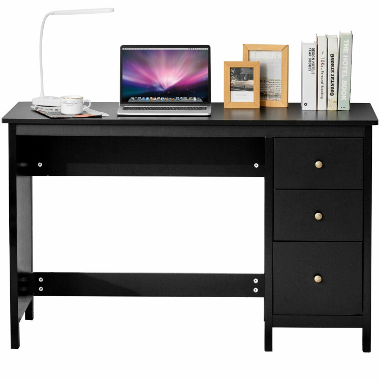 3-Drawer Home Office Study Computer Desk with Spacious Desktop-BlackCostway Gallery View 8 of 12