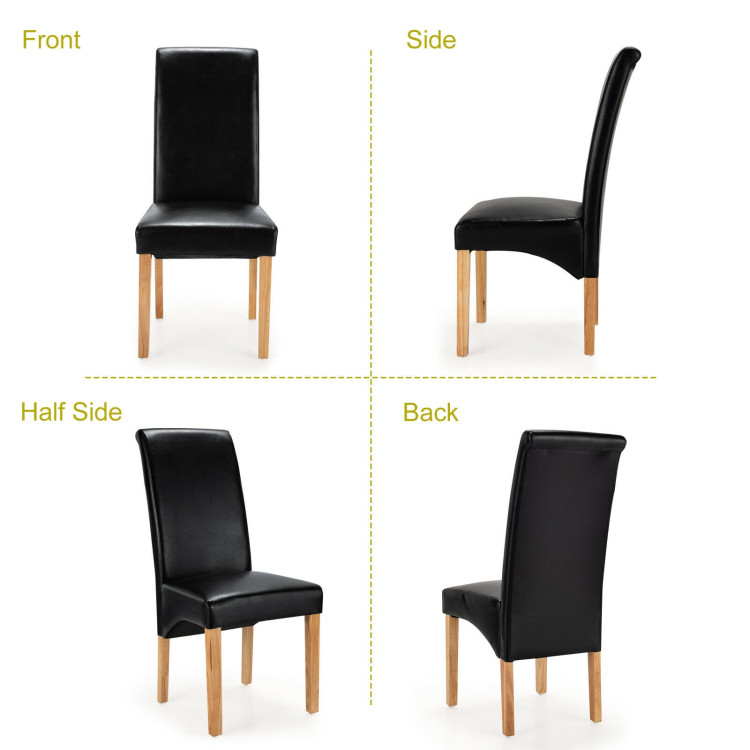 2 Pieces Dining Chairs Set with Rubber Wood Legs-BlackCostway Gallery View 5 of 12