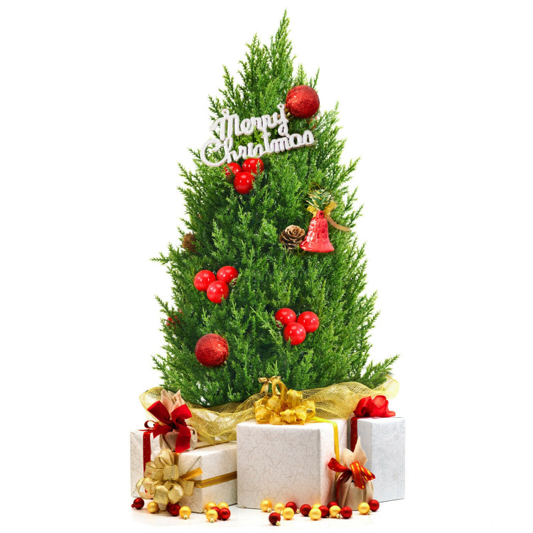 18.5 Inch Tabletop Artificial Christmas Tree with 170 PE Branches and Pulp StandCostway Gallery View 10 of 11