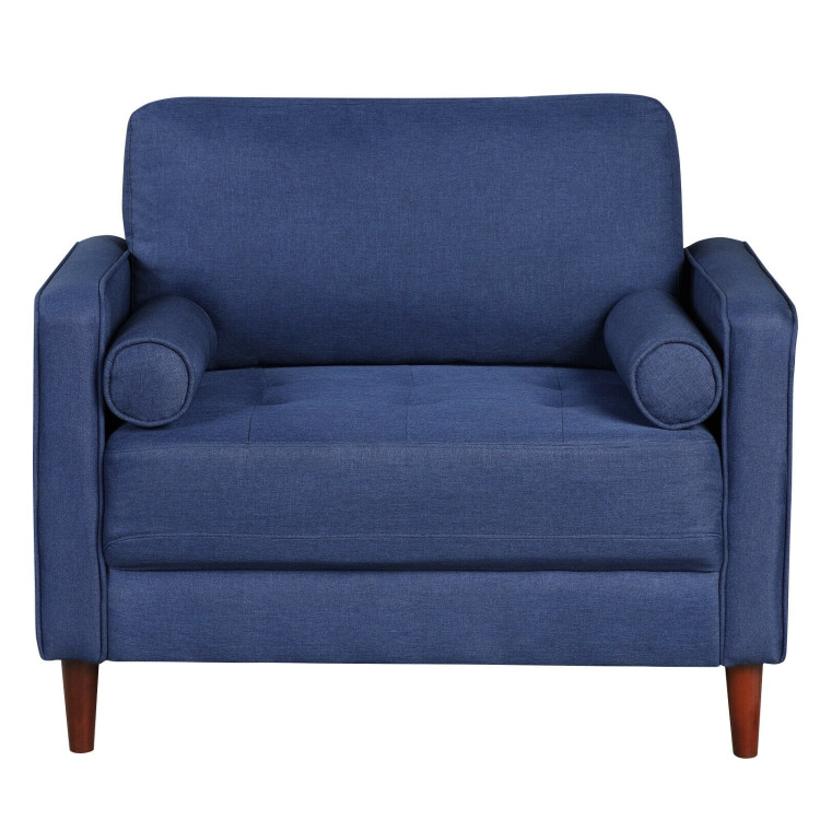 Accent Oversized Linen Club Armchair with Pillows and Rubber Wood LegsCostway Gallery View 9 of 12