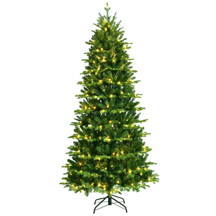 Realistic Pre-Lit Hinged Christmas Tree with Lights and Foot Switch-8'Costway Gallery View 8 of 12