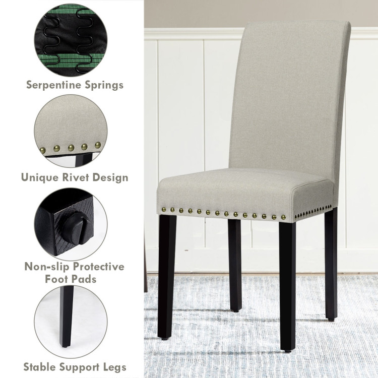 Set of 2 Fabric Upholstered Dining Chairs with Nailhead-Light SageCostway Gallery View 11 of 12