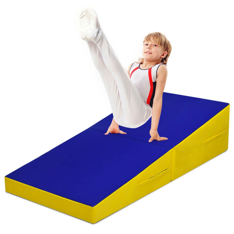 Folding Incline Mat Slope Cheese Gymnastics Gym Exercise YellowCostway Gallery View 7 of 12
