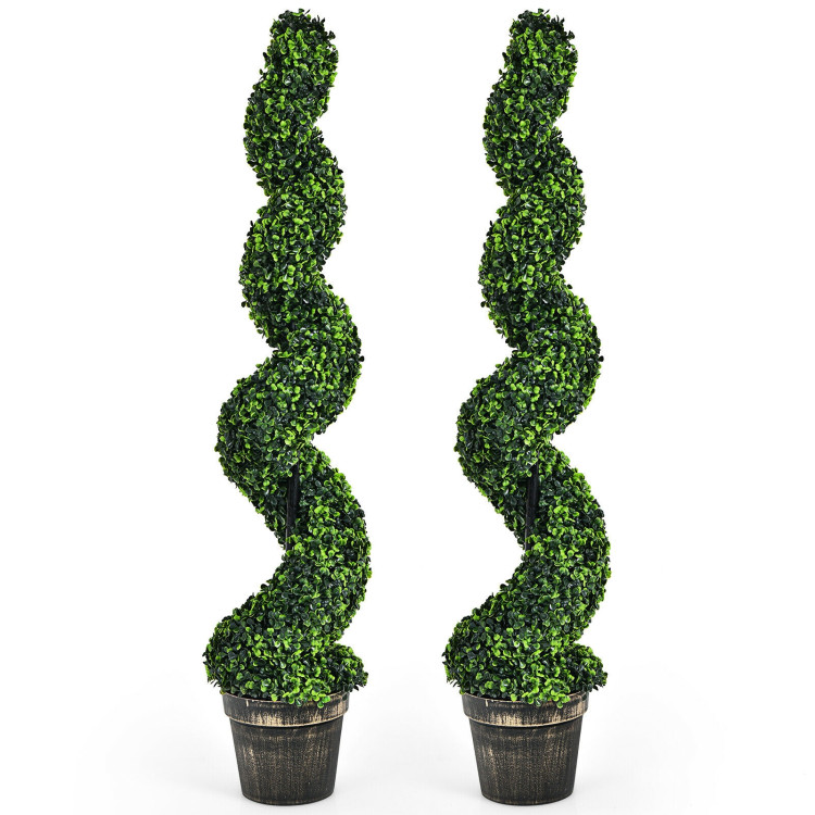 2 Pack 4 Feet Artificial Spiral Boxwood Topiary Indoor Outdoor DecorCostway Gallery View 8 of 11