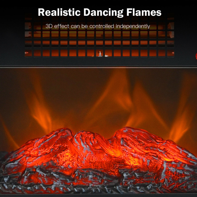 14 Inch Portable Electric Fireplace Heater with Realistic Flame Effect-BlackCostway Gallery View 12 of 12
