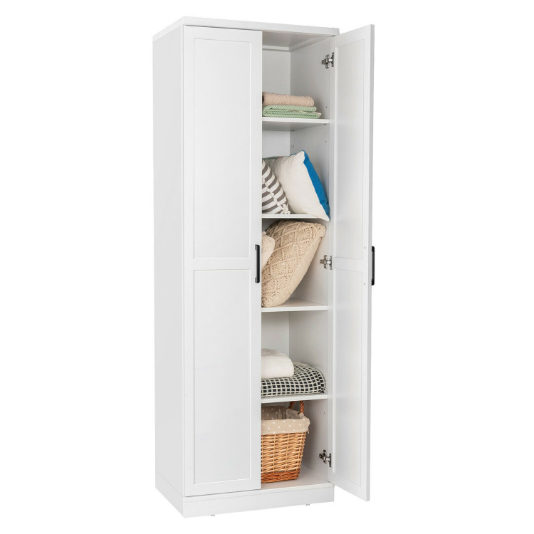 70 Inch Freestanding Storage Cabinet with 2 Doors and 5 Shelves-WhiteCostway Gallery View 9 of 11