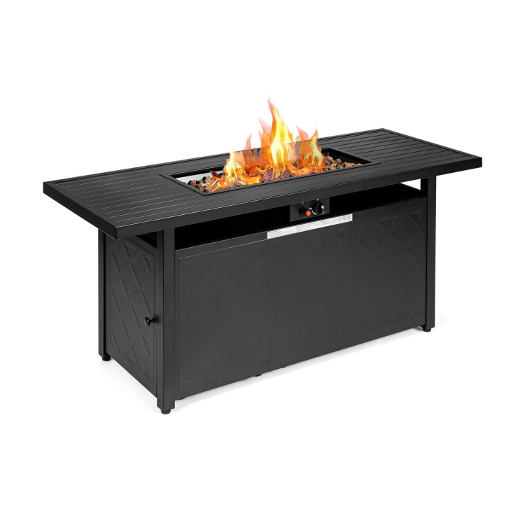 57 Inch 50,000 BTU Rectangular Propane Outdoor Fire Pit Table-BlackCostway Gallery View 1 of 12