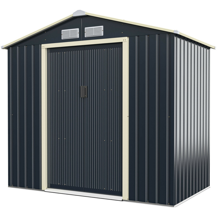 7 Feet X 4 Feet Metal Storage Shed with Sliding Double Lockable Doors-GrayCostway Gallery View 9 of 12