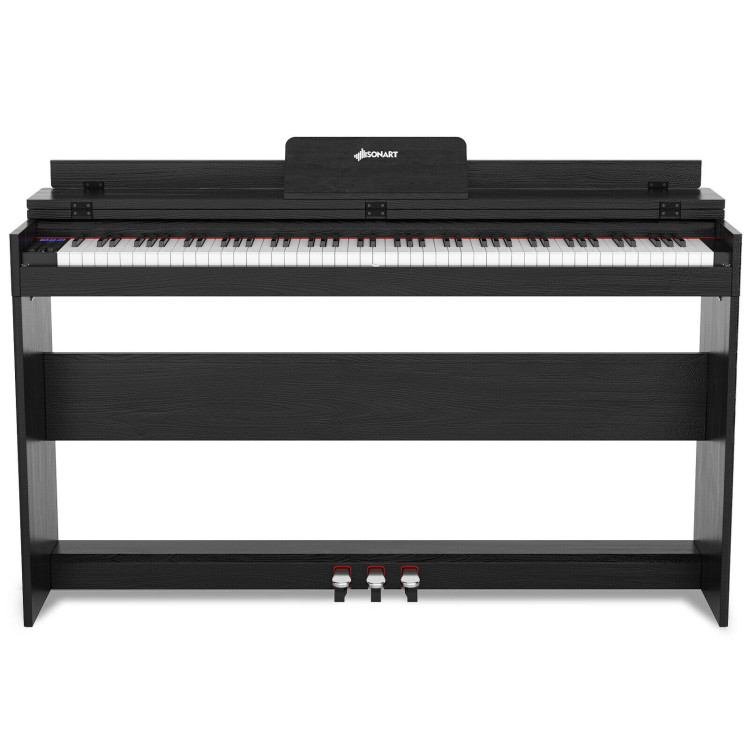 88 Key Full Size Electric Piano Keyboard with Stand 3 Pedals MIDI Function-BlackCostway Gallery View 7 of 11
