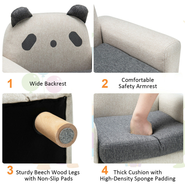 Kids Sofa with Armrest and Thick Cushion-GrayCostway Gallery View 11 of 12