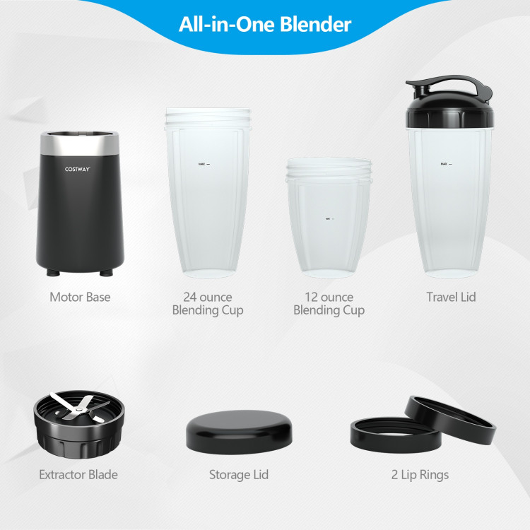 1000W Portable Blender with 6-Blade Design-BlackCostway Gallery View 11 of 13
