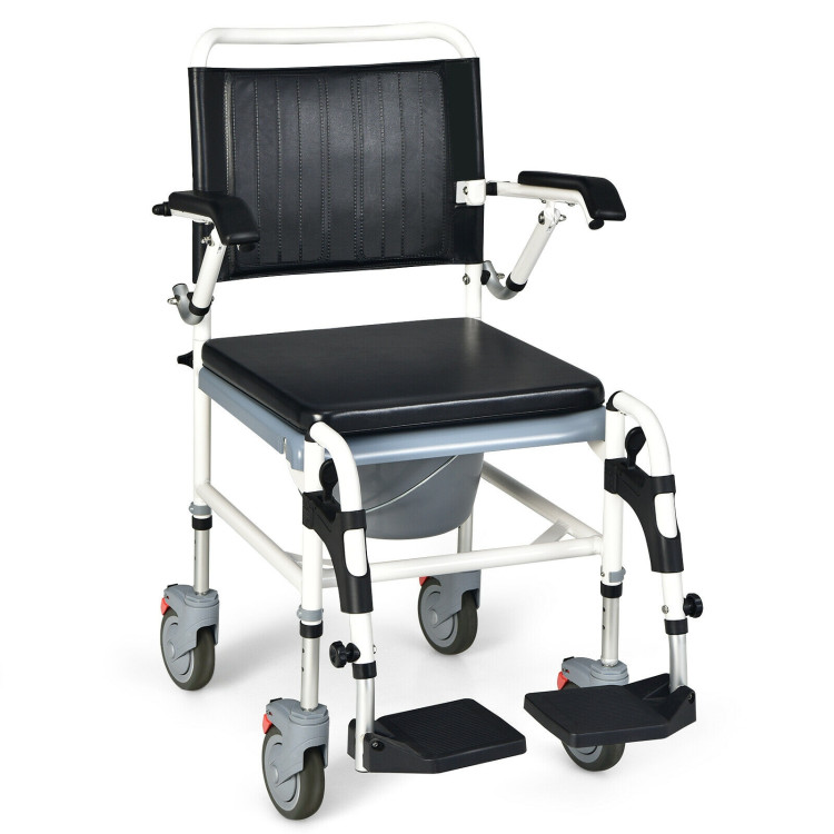 4-in-1 Bedside Commode Chair Commode Wheelchair with Detachable BucketCostway Gallery View 1 of 11