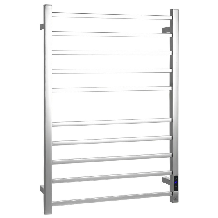 10 Bar Towel Warmer Wall Mounted Electric Heated Towel Rack with Built-in Timer-SilverCostway Gallery View 1 of 12