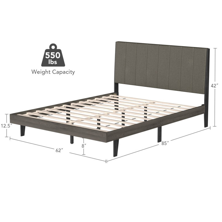 Queen Size Upholstered Bed Frame with Tufted HeadboardCostway Gallery View 5 of 10