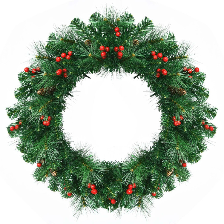 24 Feet Pre-lit Artificial Spruce Christmas WreathCostway Gallery View 10 of 12