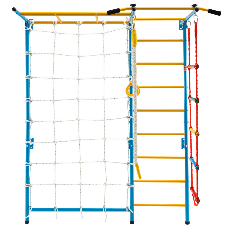 7 In 1 Kids Indoor Gym Playground Swedish Wall Ladder-YellowCostway Gallery View 6 of 11