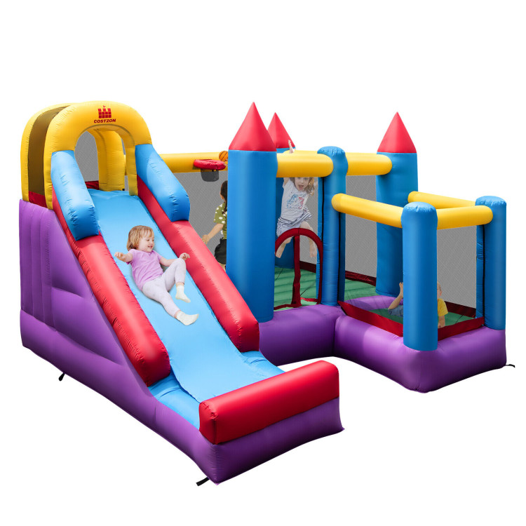 5-in-1 Inflatable Bounce House with 735W BlowerCostway Gallery View 8 of 12