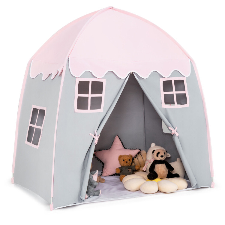 Portable Indoor Kids Play Castle Tent-PinkCostway Gallery View 3 of 11