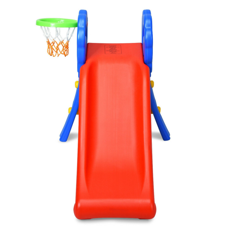 2 Step Children Folding Slide with Basketball HoopCostway Gallery View 8 of 12