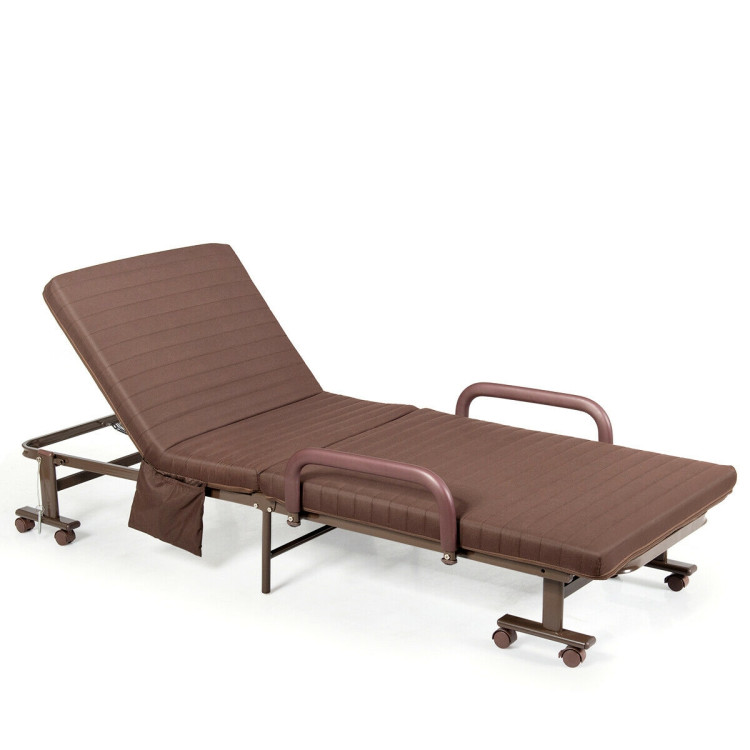 Adjustable Guest Single Bed Lounge Portable WheelsCostway Gallery View 1 of 11