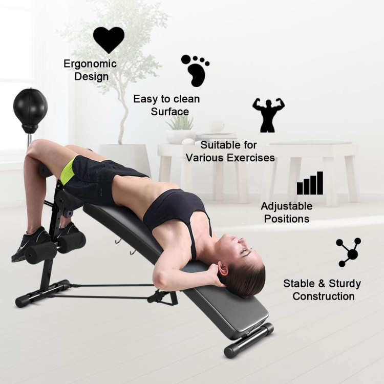 Adjustable Incline Curved Workout Fitness Sit Up BenchCostway Gallery View 3 of 15