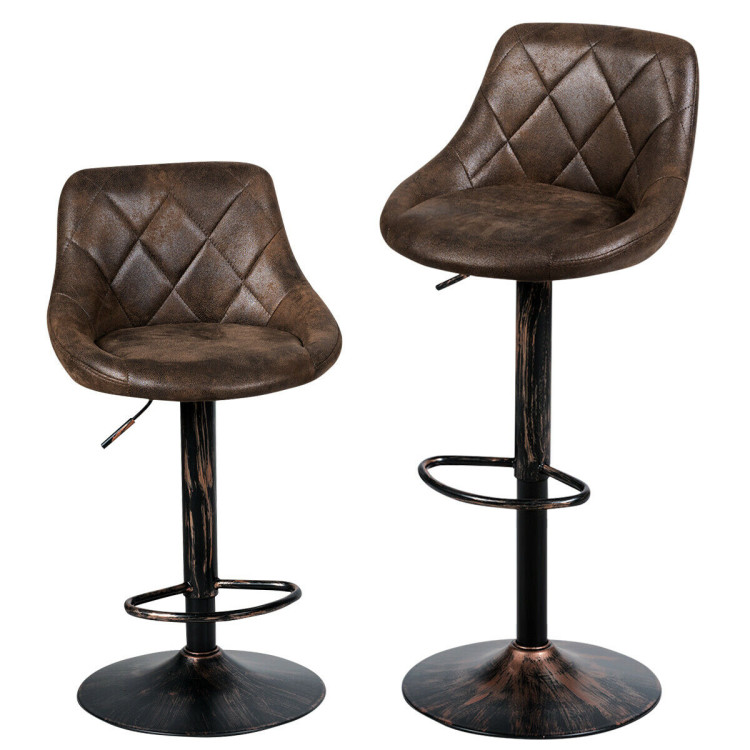 Set of 2 Adjustable Bar Stools with Backrest and FootrestCostway Gallery View 5 of 12