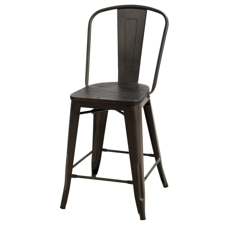 Set of 4 Industrial Metal Counter Stool Dining Chairs with Removable Backrests-GunCostway Gallery View 11 of 12
