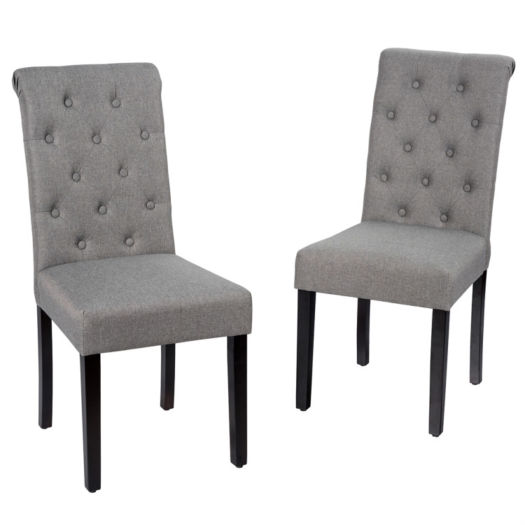 2 Pieces Tufted Dining Chair Set with Adjustable Anti-Slip Foot Pads-GrayCostway Gallery View 1 of 12
