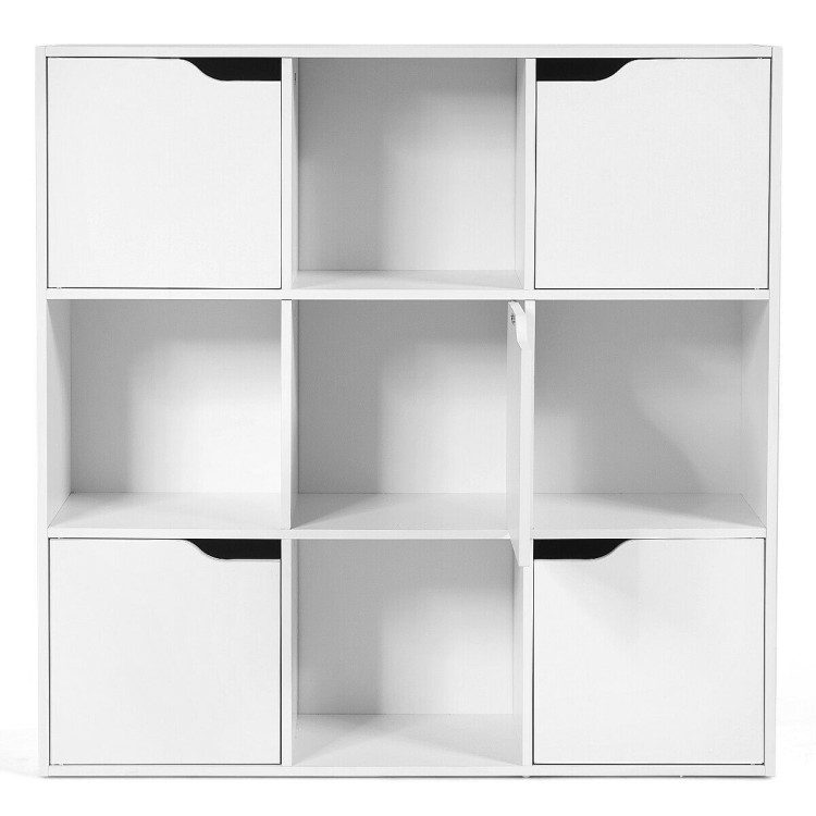 Free Standing 9 Cube Storage Wood Divider Bookcase for Home and Office-WhiteCostway Gallery View 4 of 12