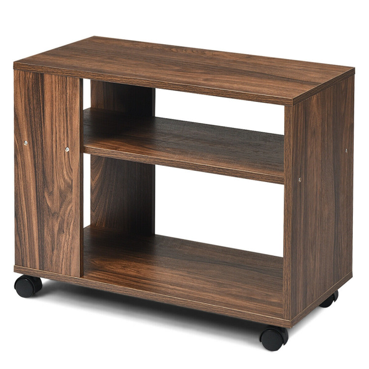 Multifunctional 3-Tier Side Table with Wheels and Large Storage ShelfCostway Gallery View 4 of 12
