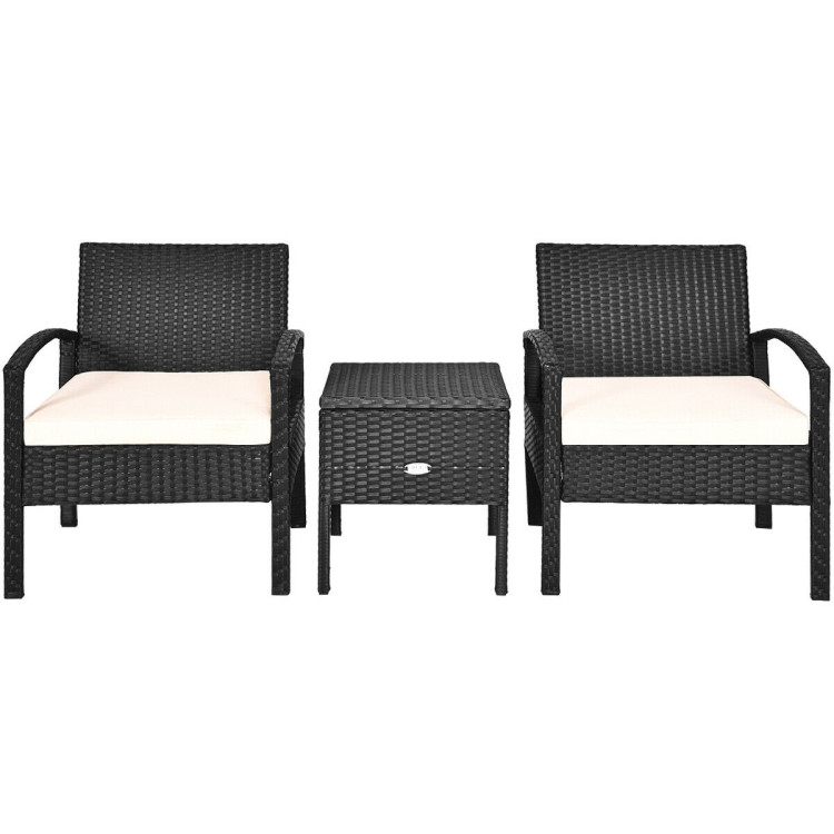 3 Piece PE Rattan Wicker Sofa Set with Washable and Removable Cushion for PatioCostway Gallery View 10 of 13