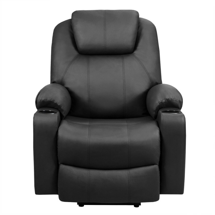 Electric Power Lift Leather Massage Sofa-BlackCostway Gallery View 8 of 11