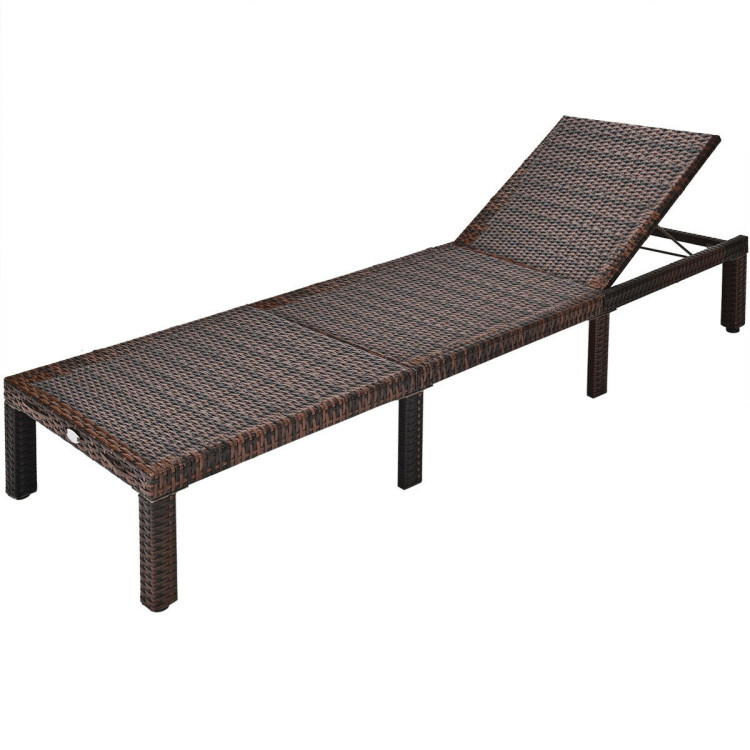Outdoor Rattan Adjustable Cushioned ChaiseCostway Gallery View 10 of 12