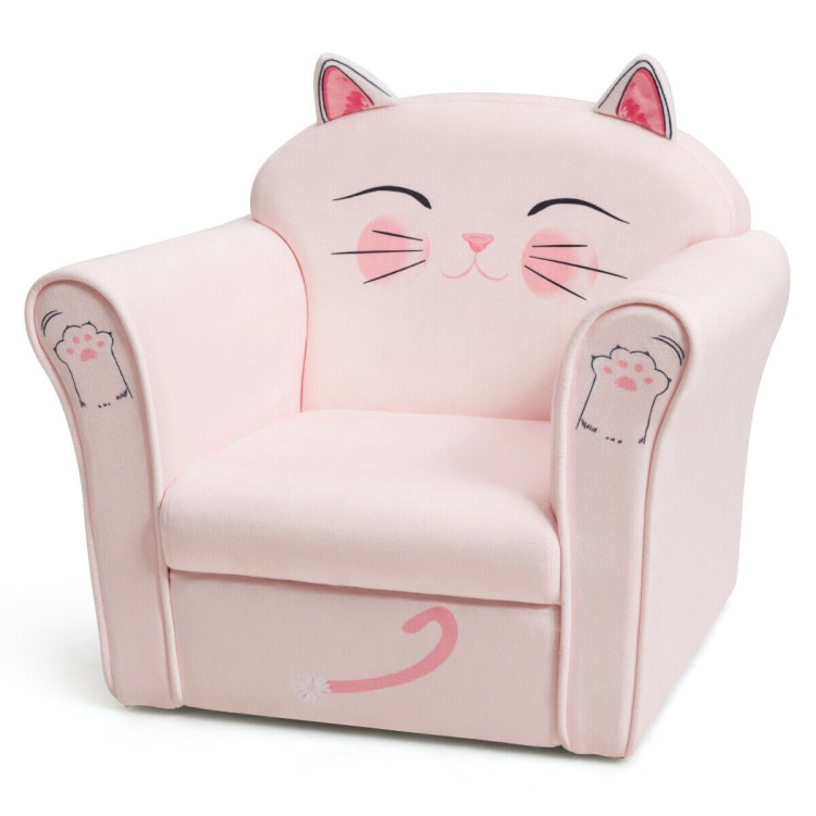 Kids Cat Armrest Couch Upholstered SofaCostway Gallery View 4 of 12