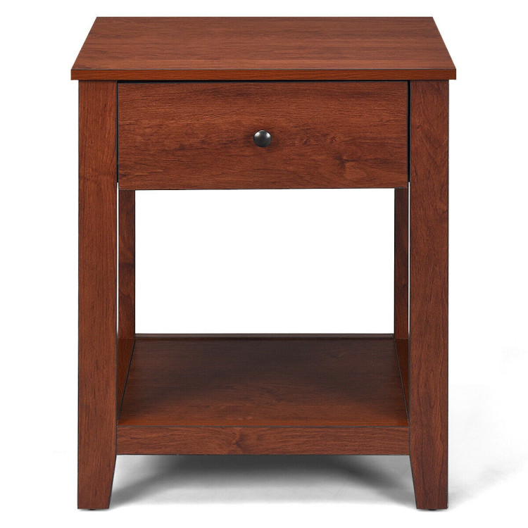 Set of 2 Nightstand with Storage Shelf and Pull HandleCostway Gallery View 11 of 12