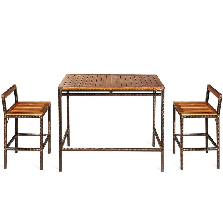 3 Pieces Patio Rattan Wicker Bar Dining Furniture SetCostway Gallery View 1 of 12