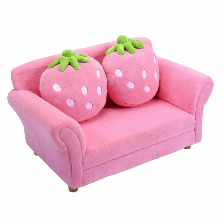 BL/PI Kids Strawberry Armrest Chair Sofa-PinkCostway Gallery View 7 of 12