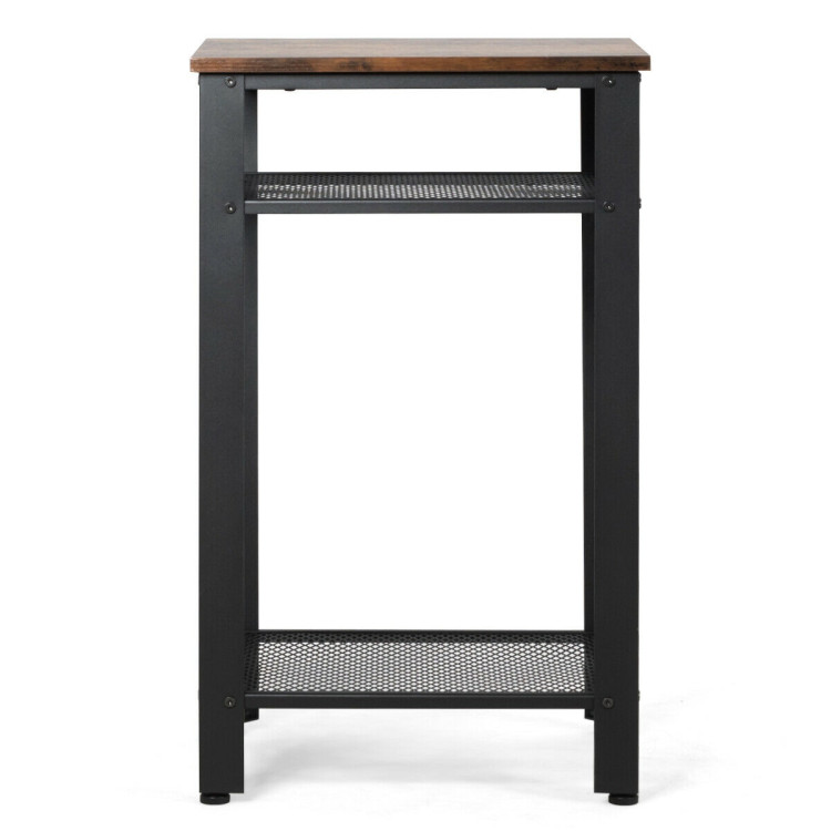 3-Tier Industrial End Table with Metal Mesh Storage ShelvesCostway Gallery View 9 of 12