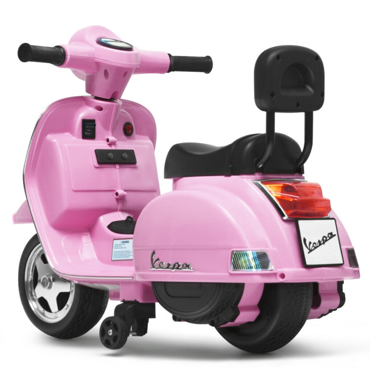 6V Kids Ride On Vespa Scooter Motorcycle for Toddler-PinkCostway Gallery View 7 of 12