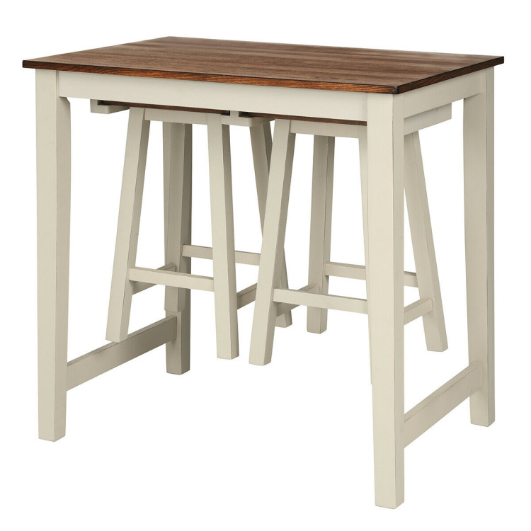 Counter Height Pub Table with 2 Saddle Bar StoolsCostway Gallery View 6 of 12