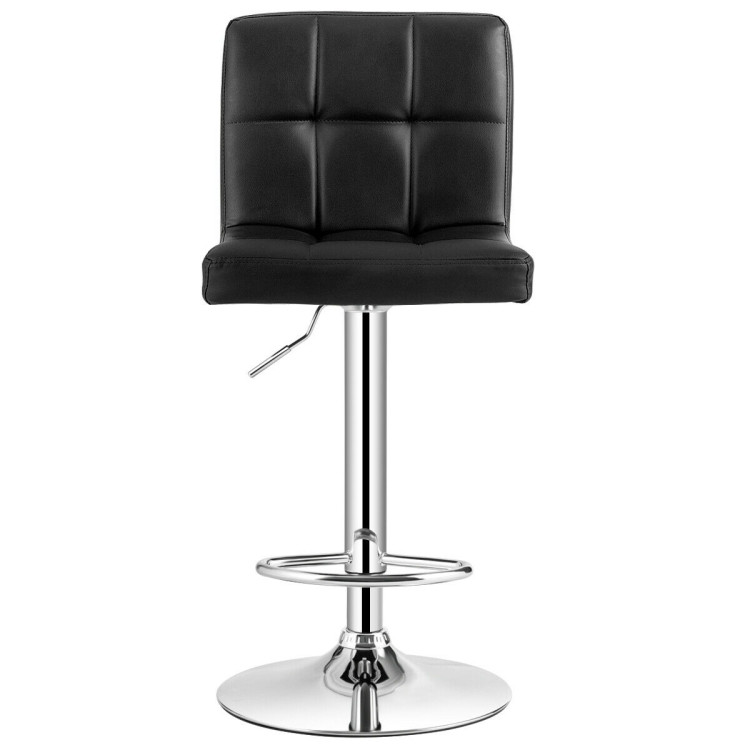 Set of 2 Square Swivel Adjustable PU Leather Bar Stools with Back and Footrest-BlackCostway Gallery View 8 of 12