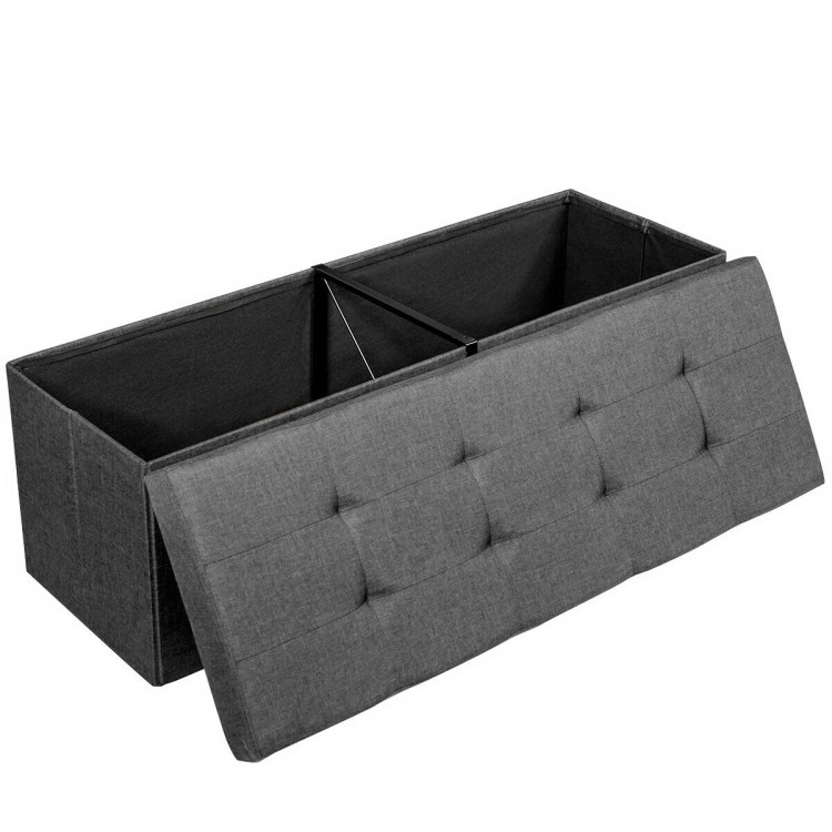 Fabric Folding Storage with Divider Bed End Bench-Dark GrayCostway Gallery View 9 of 11