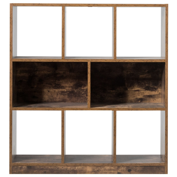 Open Compartments Industrial Freestanding Bookshelf for Decorations-BrownCostway Gallery View 8 of 11