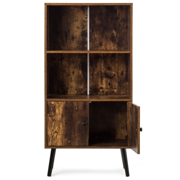 2-Tier Retro Bookcase Bookshelf with 3 Compartment-CoffeeCostway Gallery View 5 of 12