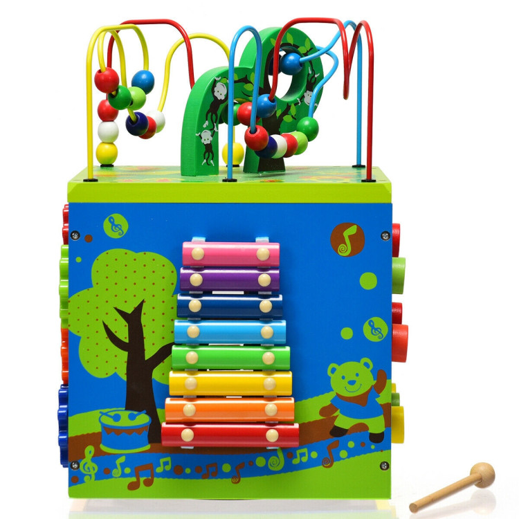 5-in-1 Wooden Activity Cube ToyCostway Gallery View 4 of 12