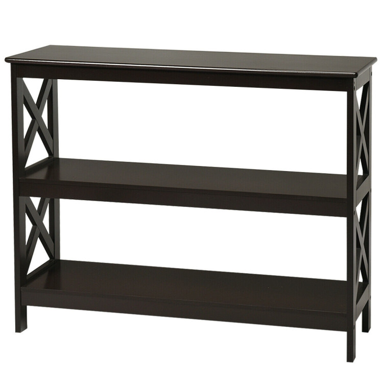 3-Tier Console X-Design Sofa Side Accent Table-EspressoCostway Gallery View 9 of 11