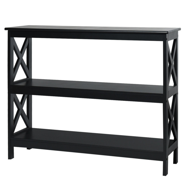 3-Tier Console X-Design Sofa Side Accent Table-BlackCostway Gallery View 3 of 12