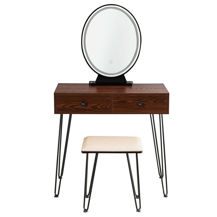 Industrial Makeup Dressing Table with 3 Lighting Modes-CoffeeCostway Gallery View 4 of 13