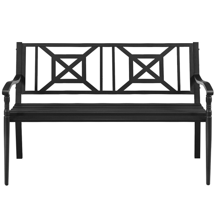 Patio Garden Bench with Powder Coated Steel FrameCostway Gallery View 9 of 12