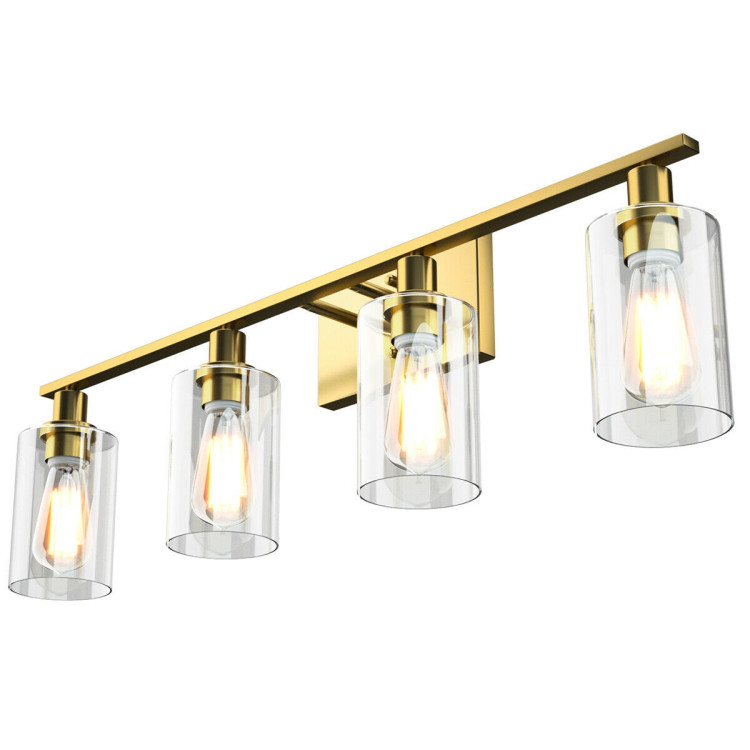 4-Light Wall Sconce with Clear Glass Shade-GoldenCostway Gallery View 9 of 11